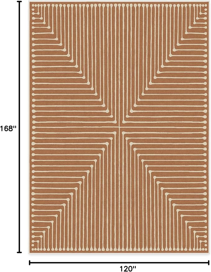 RUGGABLE x Jonathan Adler Machine Washable Modern Area Rug – Inkdrop Copper 10x14, Stain-Resistant, Non-Slip – Large Rugs for Living Room, Bedroom, Hallway, Entryway & Office–with Standard Pad