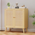 EOYUTLLY Sideboard Buffet Cabinet, Kitchen Buffet Storage Cabinet with Rattan Doors, Accent Cabinet with Adjustable Shelves for Hallway,Kitchen,Living Room, 31.5 x 15.7 x 35 Natural, Assemble Easily
