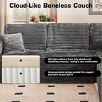 Weaxty Boneless Sectional Couch, Oversized U Shaped Modular Cloud Couches, Plush Corduroy Memory Foam Deep Seat Floor Sofa, No Assembly Required，Gray