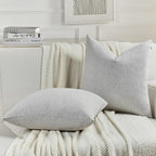 FUTEI Light Grey Chenille Decorative Throw Pillow Covers 22x22 Inch Set of 2,Soft Cozy Faux Linen Textured Cushion Case,Farmhouse Home Decor for Couch Living Room