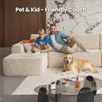Cloud Sectional Couch with Chaise, Boneless U-Shaped Cloud Couch with Deep Seat, Soft Plush Modern Minimalist Sofa, Assembly Free Modular Floor Sofa for Office Living Room Apartment, Beige