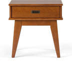 SIMPLIHOME Draper SOLID HARDWOOD 22 inch Wide Rectangle Mid Century Modern End Table in Teak Brown for the Living Room and Bedroom