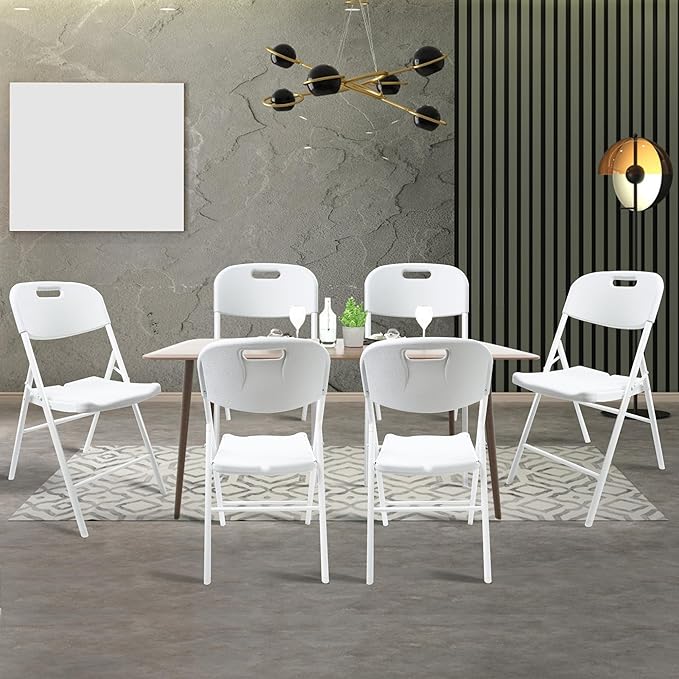 8 Pack Folding Chair, 700 lb Weight Capacity,Indoor/Outdoor Heavy Duty Foldable Chairs for Restaurants, Kitchens, Picnics, Races, Parties & Weddings. (8, White)