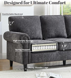 Kingfun 3 Seater Couch, Mid Century Modern Sofa with Rolled Arms and Deep Seats, Fluffy Comfort for Living Room, Apartment, Easy Assembly, Gray