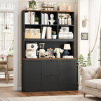 HIFIT 72'' Tall File Bookcase with Power Outlet & Printer Stand, 2 Drawer Filing Cabinets for Home Office Fit Hanging A4 File, Storage Cabinet w/ 3 Tier Open Book Shelf & Doors for Living Room, Black