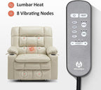 MCombo Dual Motor Power Lift Recliner Chair for Elderly, Lay Flat Lift Chair with Heat and Massage, Extra Wide Lift Recliner for Big People, Cup Holders, Faux Leather R7897 (Cream White, Medium-Wide)