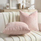 FUTEI Pink Flannel Throw Pillow Covers 12x20 Inch Set of 2,Soft Dimensional Textured Lumbar Pillow Cases,Modern Home Decor for Couch Living Room