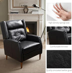 Art Leon Modern Accent Chair - Faux Leather Armchair with Ottoman Single Lounge Side Chair for Bedroom Living Room Mid Century Modern Chair with Adjustable Backrest, Black