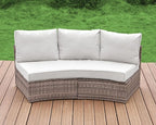 Patio Furniture Sets, 3 Piece Half-Moon Sectional Round Sofa Set, Outdoor Patio Furniture with Cushions for Beach, Pool, Balcony, Beige