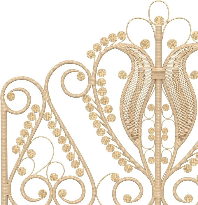 KOUBOO Peacock Rattan Headboard, Full Size, Natural Color