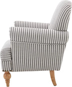 chairus Linen Accent Chair for Living Room Set of 2 Upholstered Mid Century Modern Single Sofa Chair with Solid Wood Legs Comfy Reading Armchair for Bedroom/Office Room/Recption/Lounge, Black Stripe