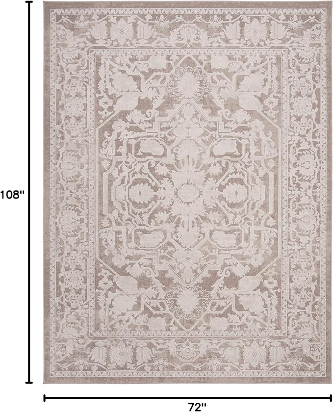 SAFAVIEH Area Rug 6x9 - Reflection Collection - Beige & Cream, Non-Shedding & Easy Cleaning, Ideal for Living Room, Bedroom, Dining Space (RFT665A)