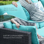NICESOUL 13 Piece Outdoor Furniture Sets with Firepit and Lounge Chairs, Overszied Large Sectional L Shaped Patio Couch with Chaise, All Weather Wicker Texture Deck Seating Group for 10, Gray&Teal