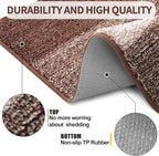 Kitinjoy Indoor Outdoor Door Mat, 71x47 Non-Slip Absorbent Dirt Trapper, Low-Profile Washable Inside Entrance Front Floor Mat, Sturdy Soft Entry Doormats for Entryway, Brown