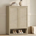 SICOTAS Rattan Shoe Storage Cabinet - Modular Shoe Cabinets with Door Tall Large Shoe Cabinet Storage for Entryway - 31.2" Wide Modular Cabinet for Hallway, Living Room