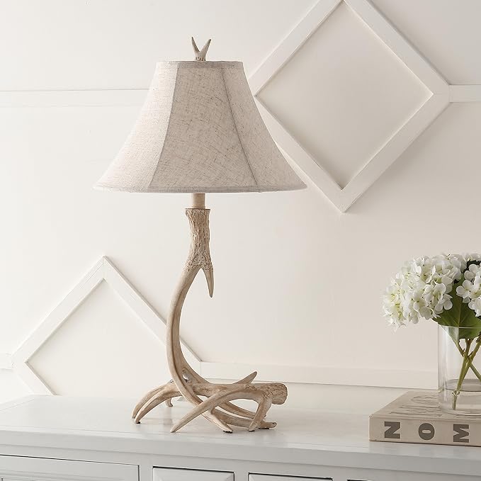 JONATHAN Y JYL6305B Antler 27.5" Rustic Resin LED Table Lamp, Traditional for Bedroom, Living Room, Office, Kids Room, Entryway, College Dorm, Bookcase, LED Bulb Included, Beige