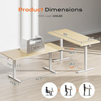 Huuger 63 x 28 Large Electric Standing Desk, Height Adjustable Computer Desk, 27.6" Deep Desktop, Stand up Gaming Office Table with 2 Hooks, 3 Preset Heights, for Home Office, Oak
