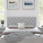 Giantex Linen Upholstered Headboard for Full & Queen Size Bed Frame, Adjustable Width Button Tufted Headboard Only with Solid Rubber Wood Legs, Modern Headboard,Grey