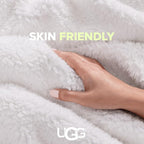 UGG Bliss Throw Blanket Plush Soft Fleece Fluffy Blankets for Bed or Couch Oversized Warm Reversible Machine Washable Medium Weight Home Decor Giftable Throw, 50-inch x 70-inch, Seal Grey