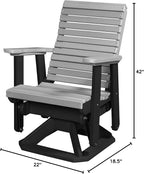 DutchCrafters Modern Horizontal Slat High Back Poly Glider Chair Outdoor Patio Furniture (Black & Light Gray)
