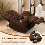 EONIX Dual Motor Lay Flat Power Lift Recliner Chair for Elderly and Adults with Cup Holders and Charging Ports, 400lbs Electric Power Recliner Lift Chair with Heat and Massage, Coffee, Brown