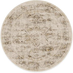 RUGGABLE Washable Vintage Area Rug – Sarrah Hazel 8 ft Round, Stain-Resistant, Non-Slip – Large Machine Washable Rugs for Living Room, Bedroom, Hallway, Entryway & Office–with Standard Pad