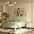 Scurrty Modern Headboard with Vintage Wood Frame,Antique Style Wood Headboard Queen Size, Bedroom Furniture (Green)
