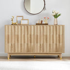 Fluted 6 Drawer Dresser, 53" Wide Modern Storage Chest of Drawers, Wood Drawer Organizer for Bedroom, Living Room, Hallway
