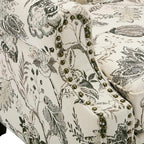 UIXE High Back Floral Accent Chairs Set of 2, Fabric Upholstered Armchair for Living Room, Retro Printed Wingback Arm Chair Nailhead Trim Single Sofa Bedroom Reading Seat - Beige Plants