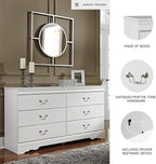 Signature Design by Ashley Anarasia Modern Glam Children's 6 Drawer Dresser, White