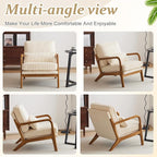 VINGLI Upgraded Premium Corduroy Accent Chair,Upholstered Arm Chair,Solid Wood Comfy Reading Chair with Lumbar Pillow, Mid Century Modern Chairs for Living Room,Bedroom,Guest Room,Beige