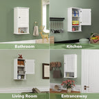 Small Bathroom Wall Cabinet, Slim Single Louvered Door Narrow Over The Toilet Storage, Adjustable Shelves, Space Saver Organizer, 13.4x8.9x25.3 inches