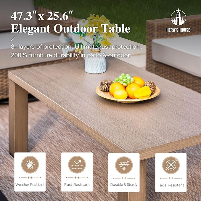 HERA'S HOUSE Swivel Glider Patio Furiture Conversation Set with 4.92" Wide Armrests, Outdoor Wicker Furniture with 5.5" Waterproof Cushions, 6 Pieces Outside Sofa Set for Deck Lawn, Light Grey