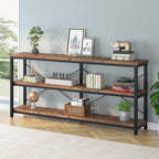 Tribesigns 71" Sofa Tables Extra Long Couch Table, Narrow Long Console Table, Entryway Table,Sofa Table with 3 Tiers Storage Shelves (Rustic Brown)