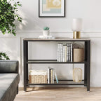VASAGLE 40" Industrial Console Table, 3 Tier Entryway Table with Storage Shelf, Narrow Sofa Table for Living Room, Hallway, Entrance Hall, Corridor, Bedroom, Greige and Black ULNT081B02