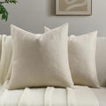 FUTEI Beige Chenille Throw Pillow Covers 26x26 Inch Set of 2,Soft Wide Chevron Textured Euro Pillow Shams,Farmhouse Home Decor for Couch Bed Living Room