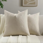 FUTEI Beige Chenille Throw Pillow Covers 26x26 Inch Set of 2,Soft Wide Chevron Textured Euro Pillow Shams,Farmhouse Home Decor for Couch Bed Living Room