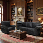 Living Room Furniture Sets,Sofa Sets and Couch Sets for Living Room,Mid-Century Vintage Sofa Couches with Rivet Design (Grey, Single+3 Seater)