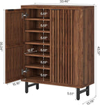 Tribesigns Shoe Cabinet with Shutter Doors, 6-Tier Entryway Shoe Cabinet with Adjustable Shelves, Wooden Modern Rack Organizer for Entryway, Hallway, Closet, Living Room, Walnut