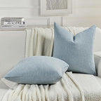 FUTEI Denim Blue Chenille Decorative Throw Pillow Covers 12x20 Inch Set of 2,Soft Cozy Faux Linen Textured Lumbar Pillow Cases,Farmhouse Home Decor for Couch Living Room