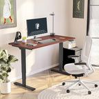 FLEXISPOT E6 3 Stages Dual Motor Electric Standing Desk 48x30 Inch Whole-Piece Board Height Adjustable Electric Sit Stand Desk(Black Frame + Mahogany Desktop, 2 Packages)
