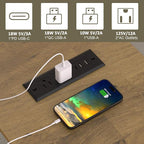 18" Wide End Table with Charging Station Set of 2, Fast Charge End Table Set of 2, Large 18” Bedside Table with Drawers, Storage Cabinet with Open Shelf for Bedroom, Natural