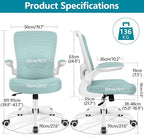 FelixKing Office Chair, Ergonomic Desk Chair Breathable Mesh Chairs Adjustable High Back Lumbar Support Flip-up Armrests, Executive Rolling Swivel Comfy Computer Chairs Home Office Light Blue