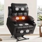 FLEXISPOT XL31-XL Oversized Power Lift Recliner Chair for Elderly, 27.4" Extra Wide Lay Flat Lift Chair with Massage & Heat, Dual Motor Electric Reclining Sofa for Big and Tall(Oversized, Charcoal)
