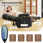 TEKAMON Power Lift Recliner Chair for Elderly with Heat & Massage, Dual Motor Breathable Leather Recliner, Lay Flat Sleeping Chairs with Infinite Position, Remote Control & USB Type-c Ports(Black)