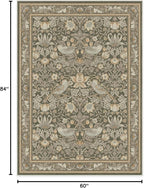 RUGGABLE x Morris & Co Machine Washable Area Rug – Strawberry Thief Stone Gold 5x7, Stain-Resistant, Non-Slip – Medium Rugs for Living Room, Bedroom, Hallway, Entryway & Office–with Cushioned Pad