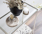 Kate and Laurel Trubey Modern Side Table, 15.75 x 8 x 24.6, Silver, Contemporary End Table with Glass Top
