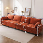 135'' Modular Sectional Sofa with All Seats Storage,Oversized 4-Seater Comfy Cloud Couches with Deep Seat,Big Couch for Living Room,Bedroom,Velet,Orange