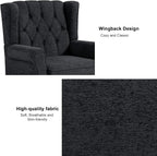 Accent Chair, Upholstered Armchair with Button Tufted High Back & Solid Wood Legs, Comfy Wingback Reading Single Sofa Chair for Small Spaces, Living Room, Bedroom-Blue,1 SEAT