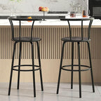 VECELO Bar Stools Set of 4, Swivel Counter Barstools with Backrest, Bar Height Chairs for Dining Room, Kitchen Island, Pub, Easy Assembly, Grey